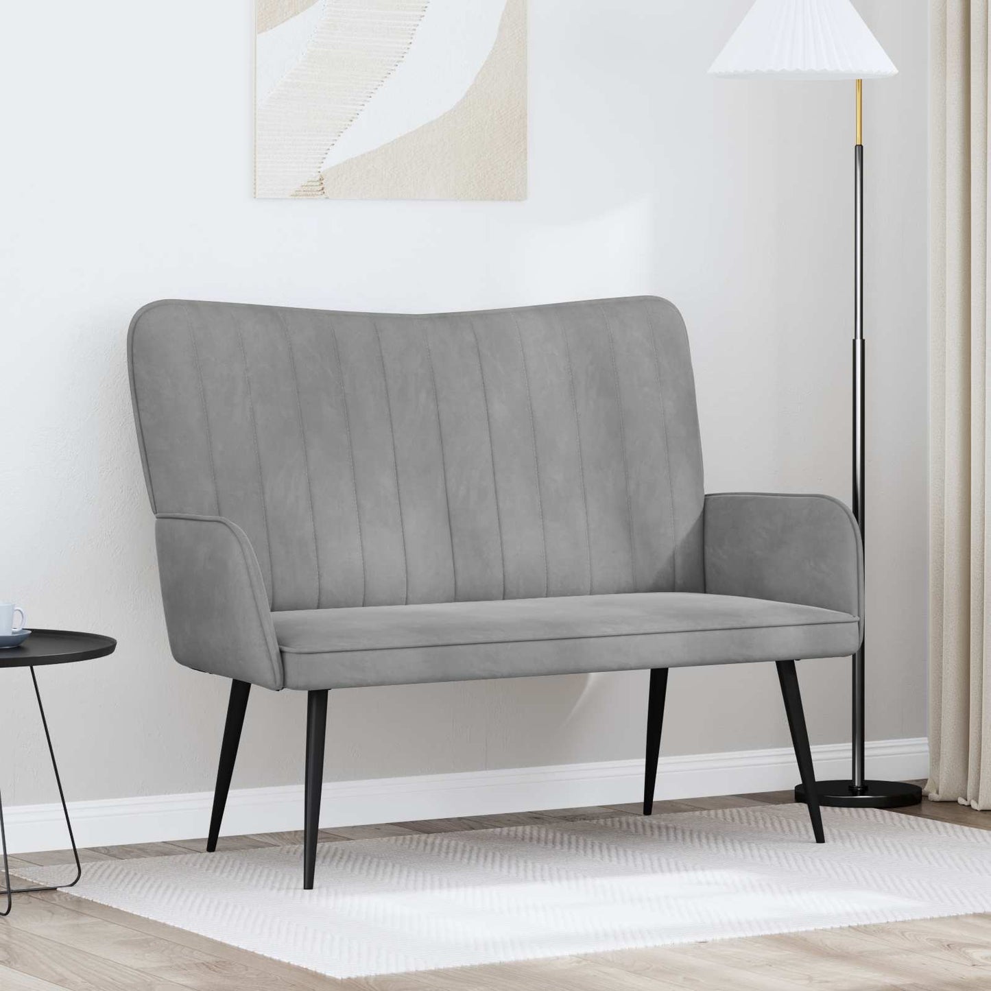 Zweisitzer Sofa Hellgrau 115 x 61 x 87 cm Samt