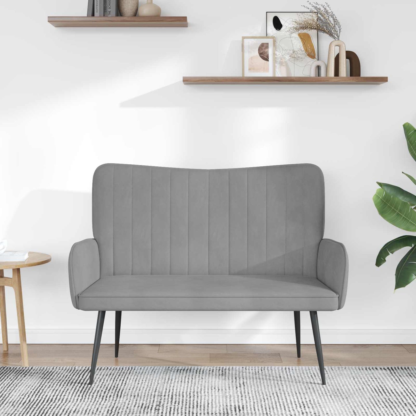 Zweisitzer Sofa Hellgrau 115 x 61 x 87 cm Samt
