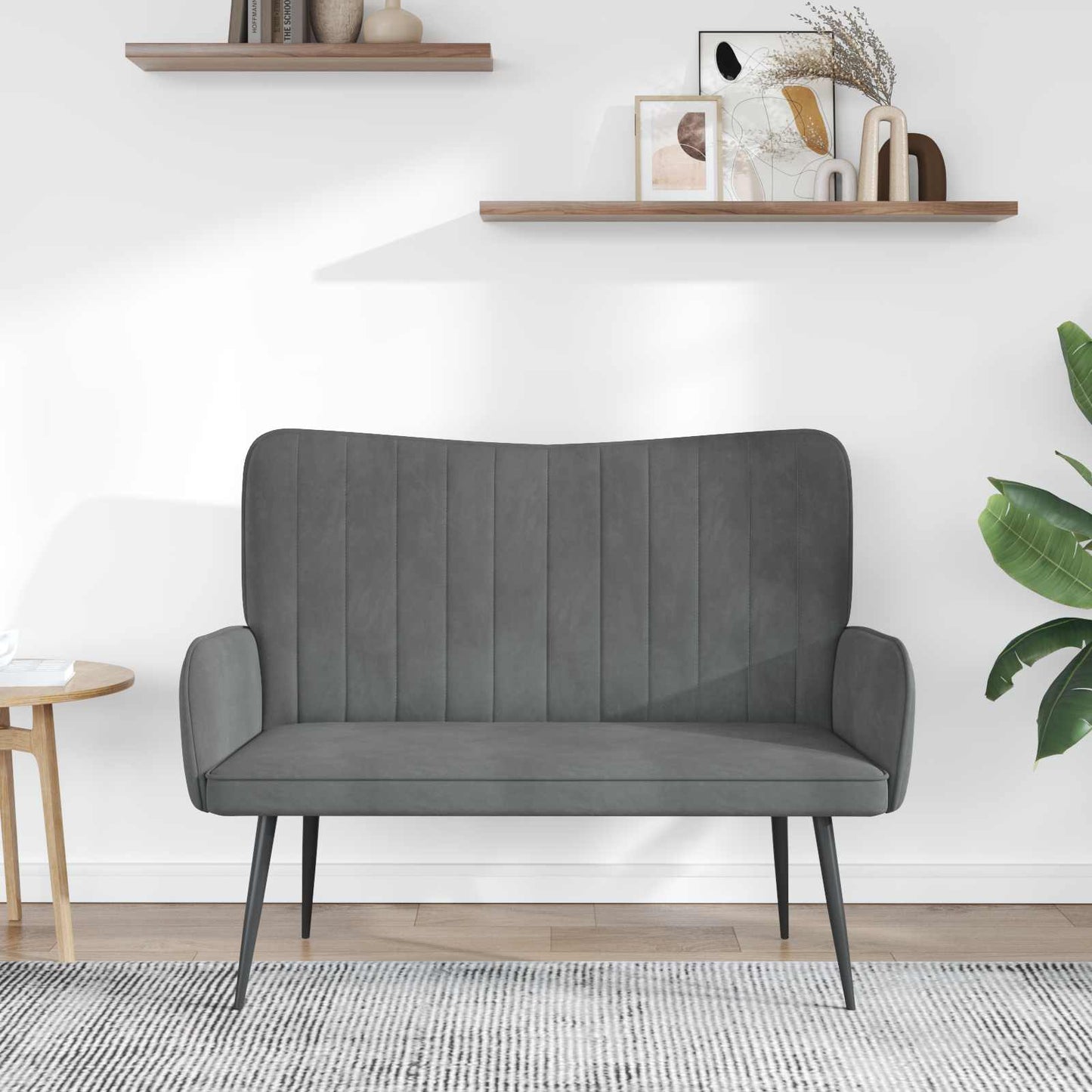 Zweisitzer Sofa Dunkelgrau 115 x 61 x 87 cm Samt