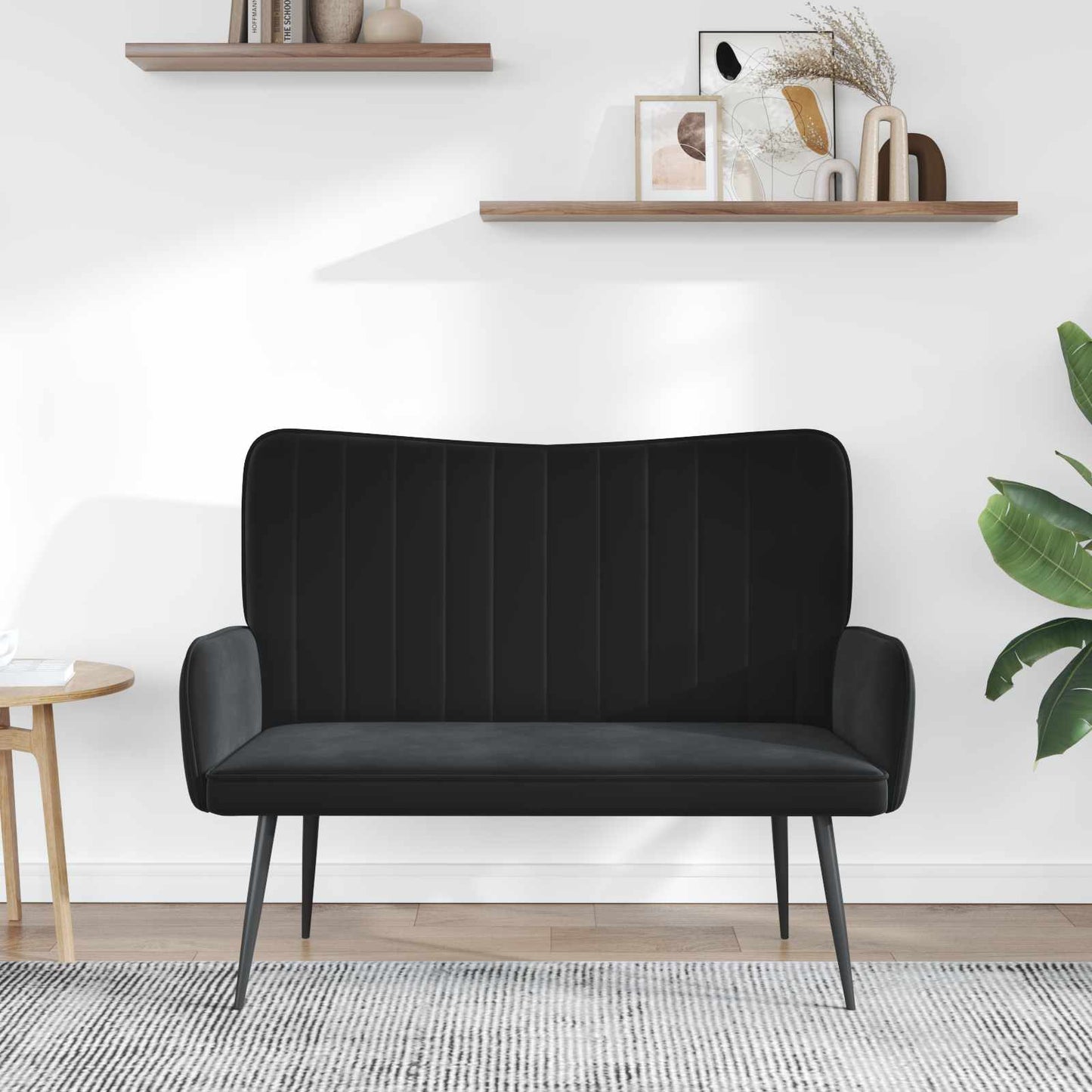 Zweisitzer Sofa Schwarz 115 x 61 x 87 cm Samt