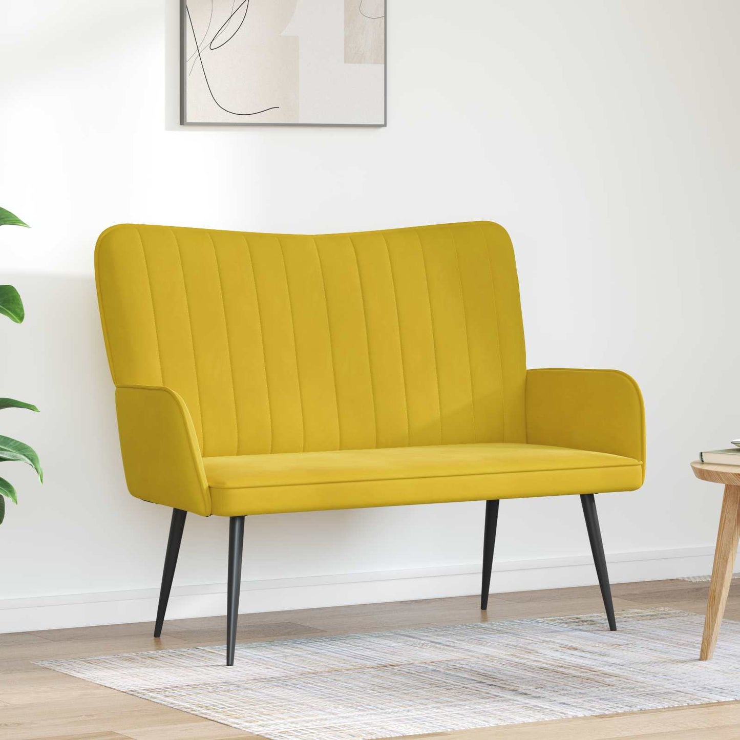 Zweisitzer Sofa Gelb 115 x 61 x 87 cm Samt