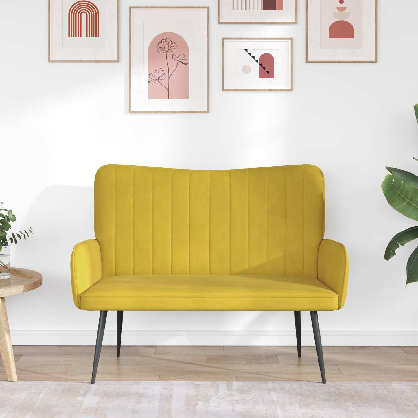 Zweisitzer Sofa Gelb 115 x 61 x 87 cm Samt