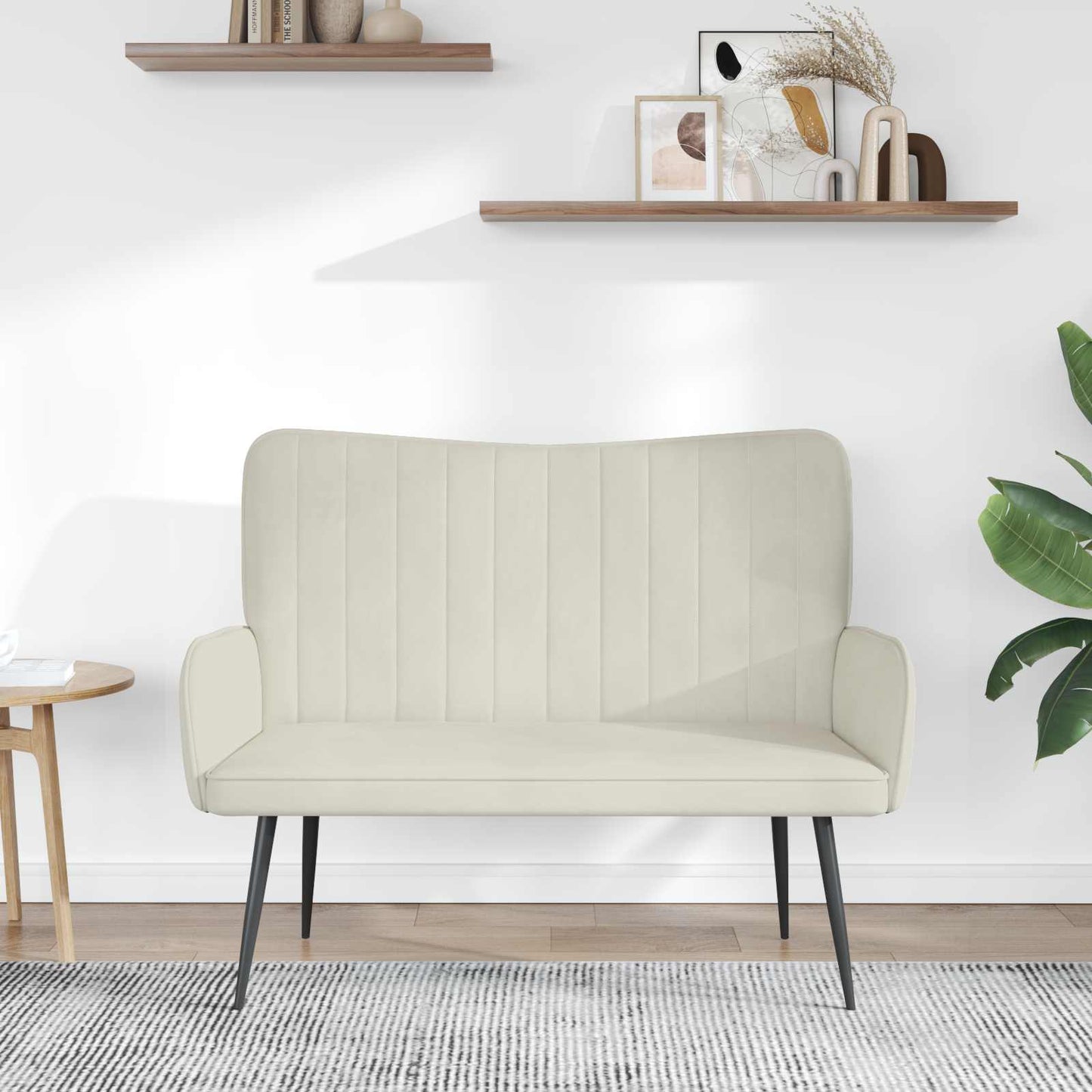 Zweisitzer Sofa Creme 115 x 61 x 87 cm Samt