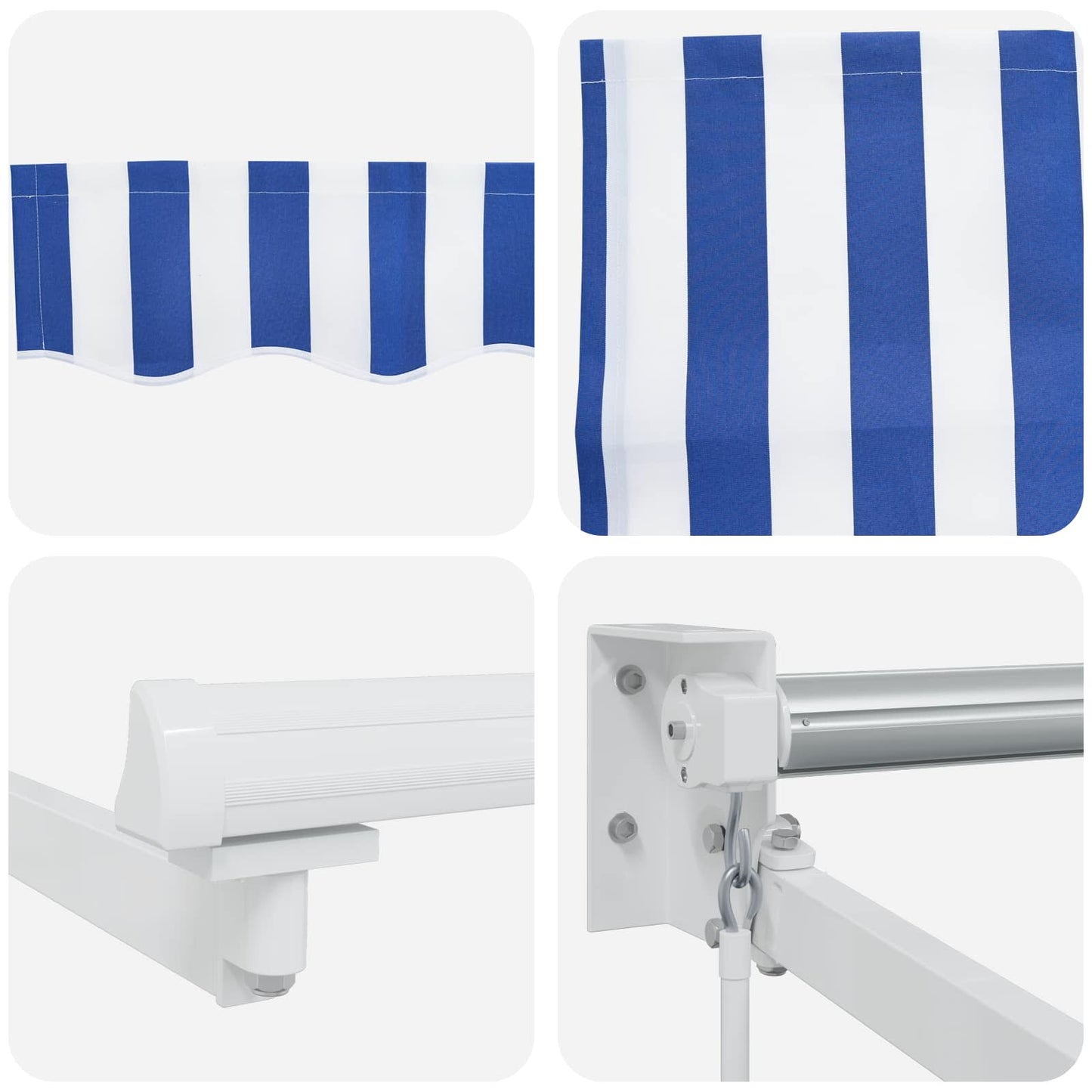 Einziehbare Markise Blau und Weiß 3,5 x 2 m