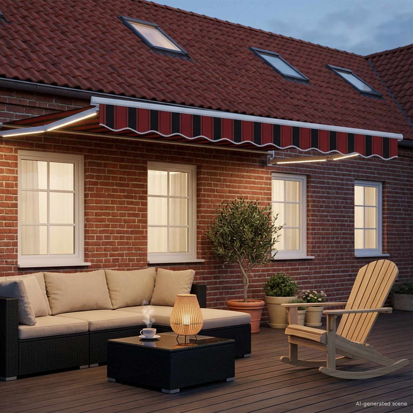 Manuelle Gelenkarmmarkise mit LEDs 3 x 2 m