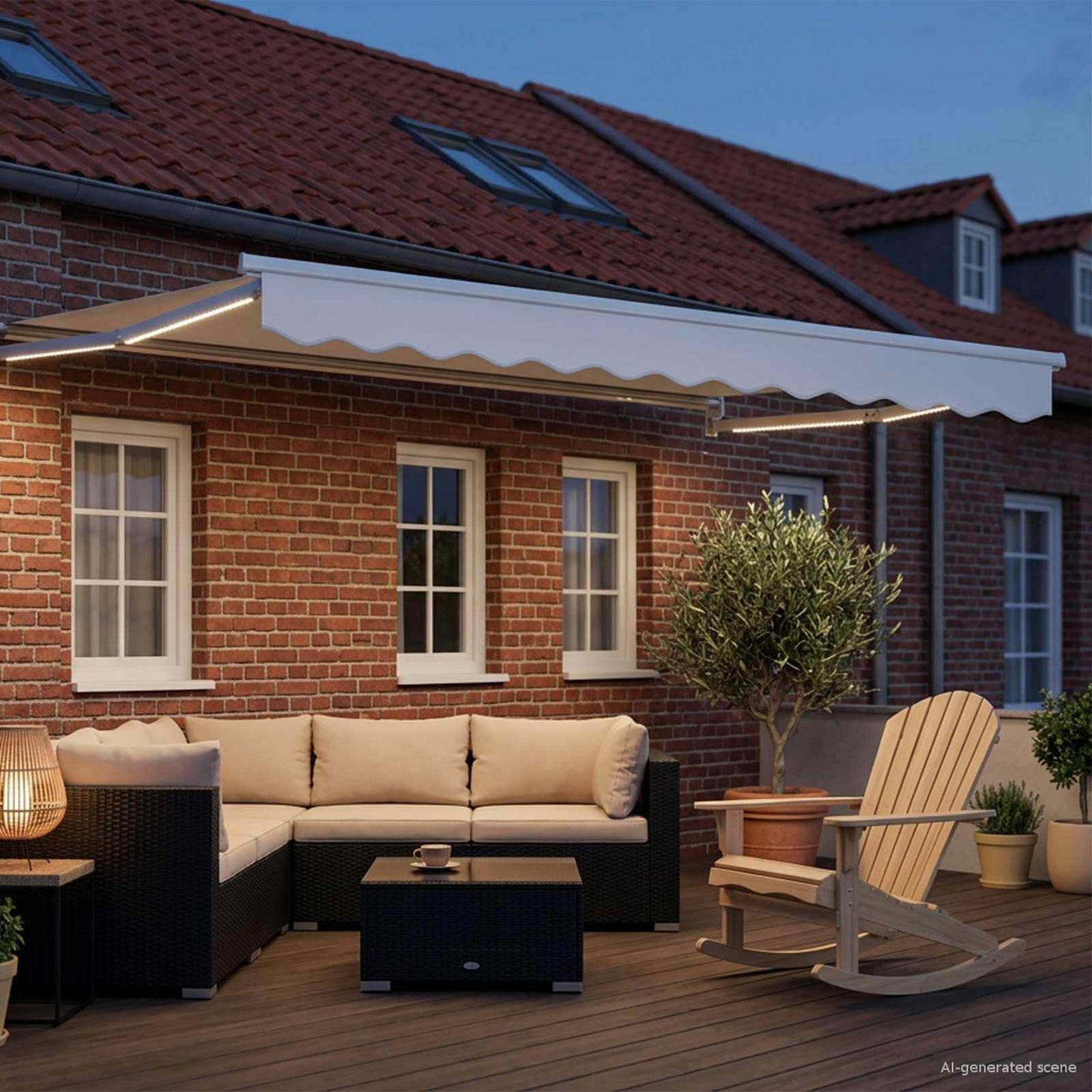 Manuelle Gelenkarmmarkise mit LEDs Weiß 3 x 2 m