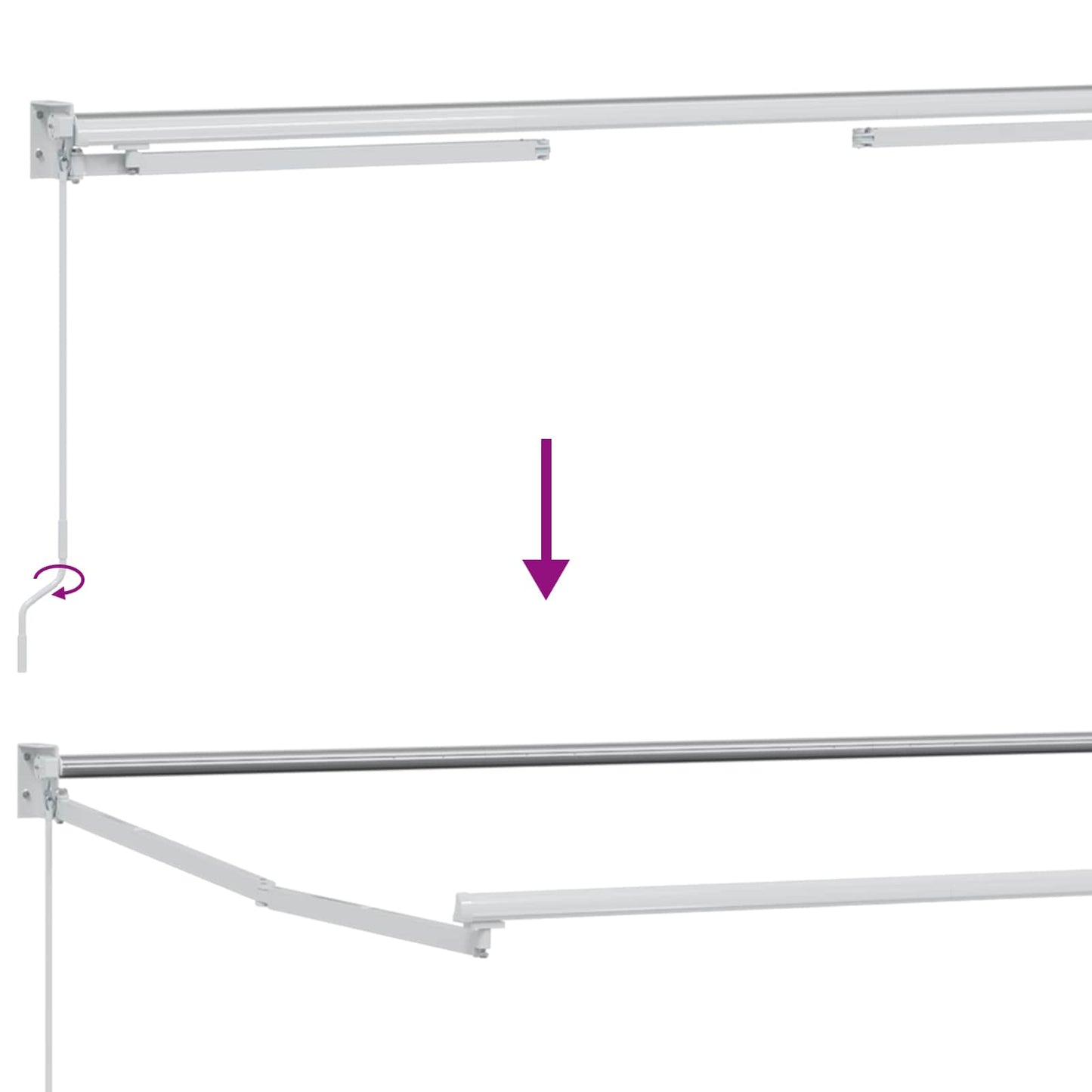 Manuelle Gelenkarmmarkise mit LEDs Anthrazit und Weiß 3,5 x 2 m