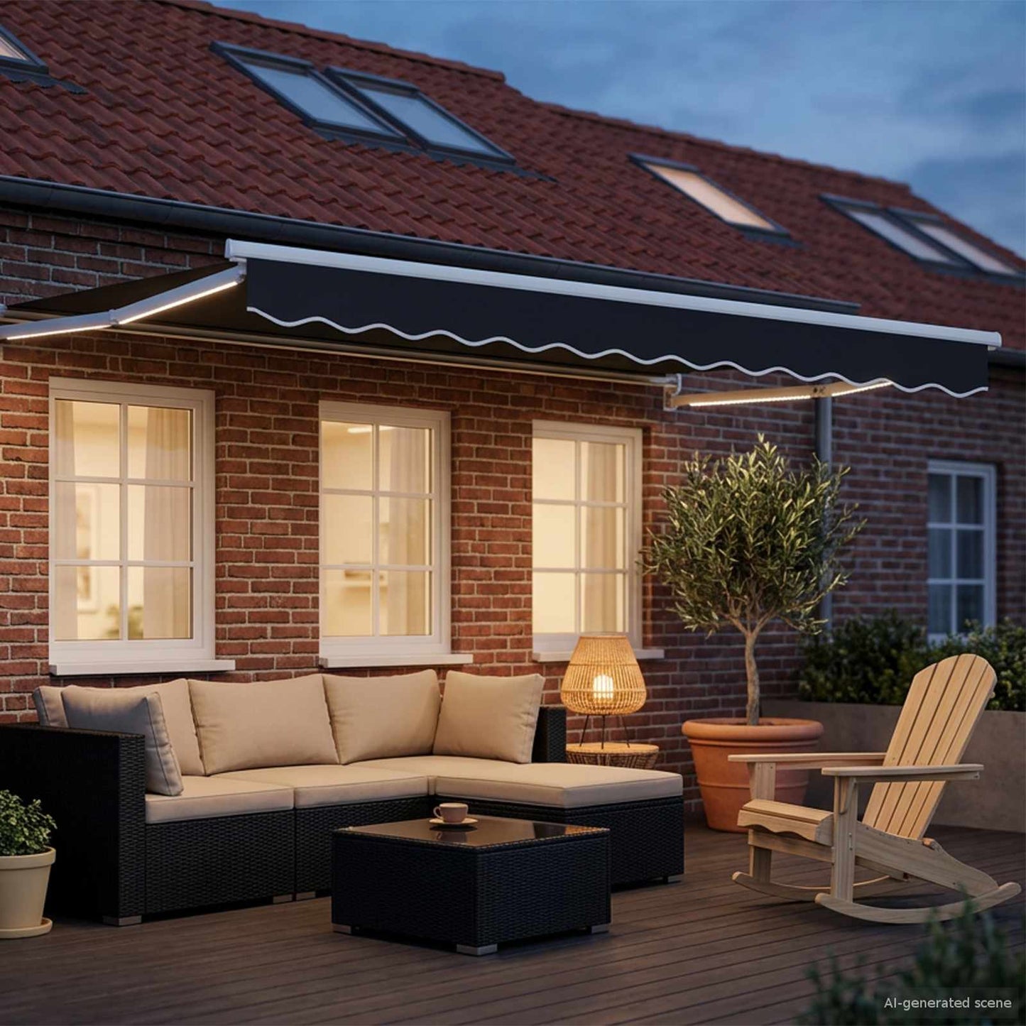 Manuelle Gelenkarmmarkise mit LEDs 3,5 x 2,5 m