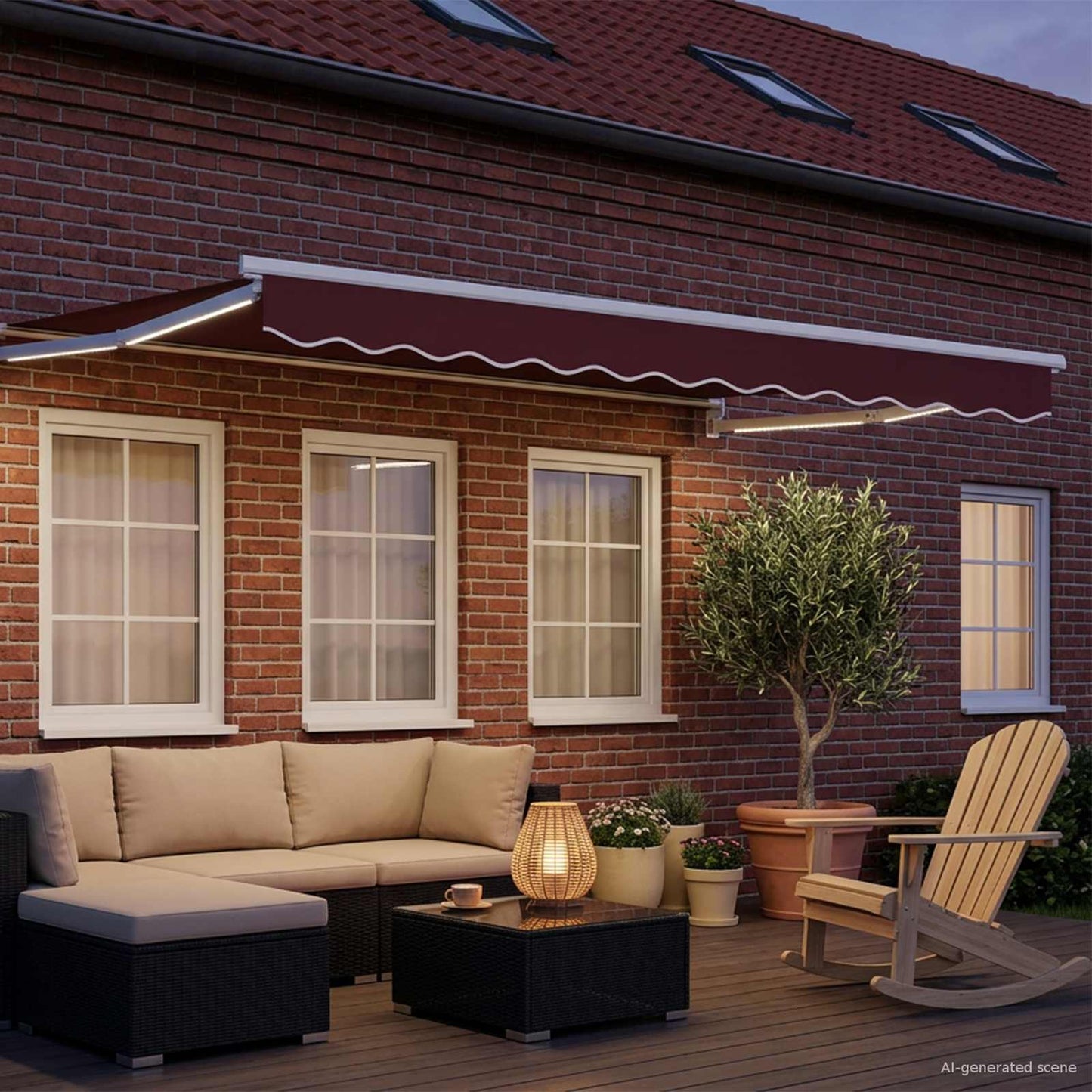 Manuelle Gelenkarmmarkise mit LEDs 3,5 x 2,5 m