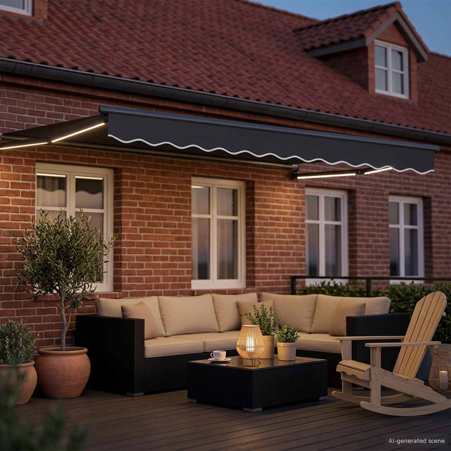 Manuelle Gelenkarmmarkise mit LEDs Anthrazit 2,5 x 2 m