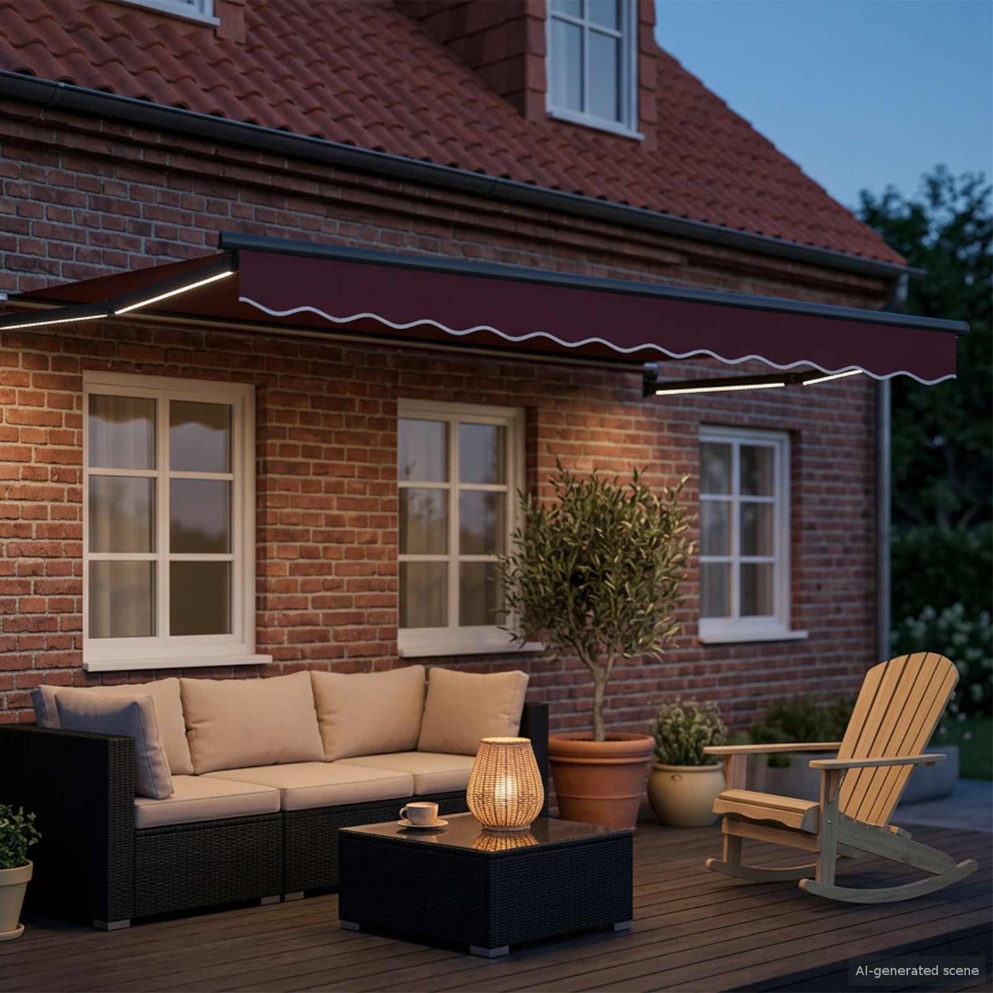 Manuelle Gelenkarmmarkise mit LEDs 3 x 2 m