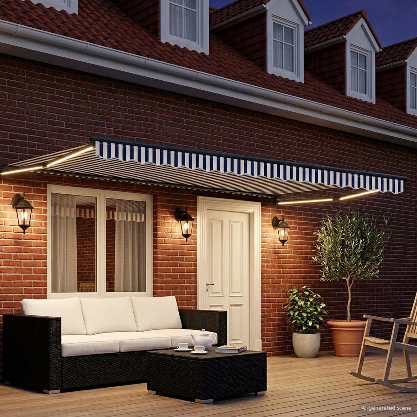 Manuelle Gelenkarmmarkise mit LEDs 4 x 2 m