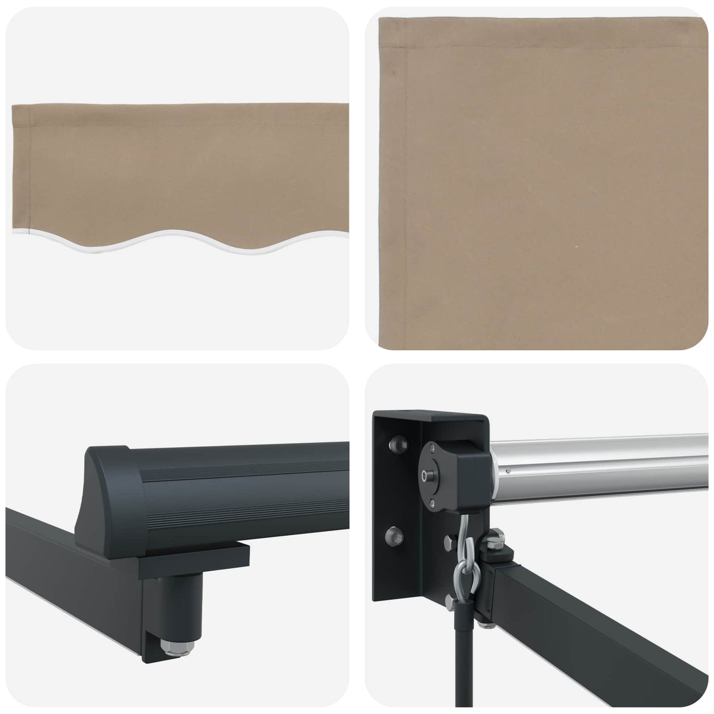 Manuelle Gelenkarmmarkise mit LEDs Beige und Anthrazit 4 x 2 m