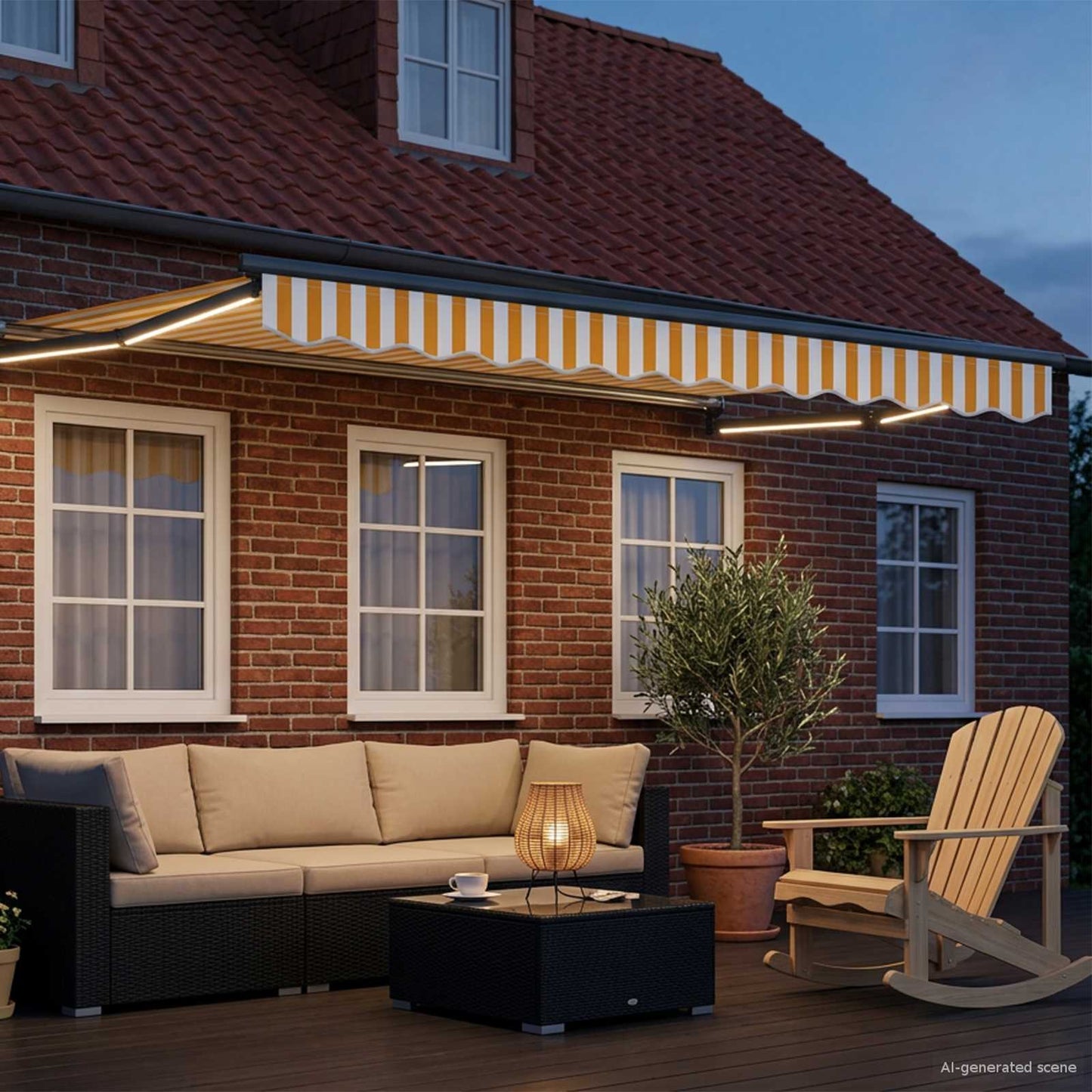 Manuelle Gelenkarmmarkise mit LEDs 3 x 2,5 m