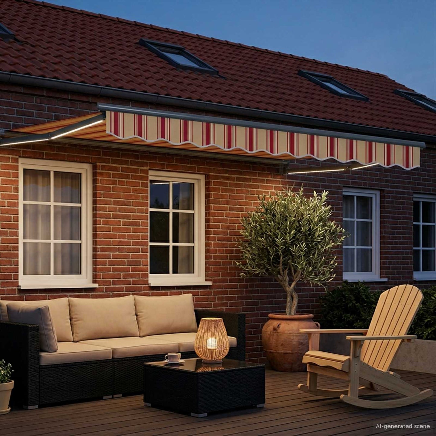 Manuelle Gelenkarmmarkise mit LEDs Mehrfarbig 3 x 2,5 m
