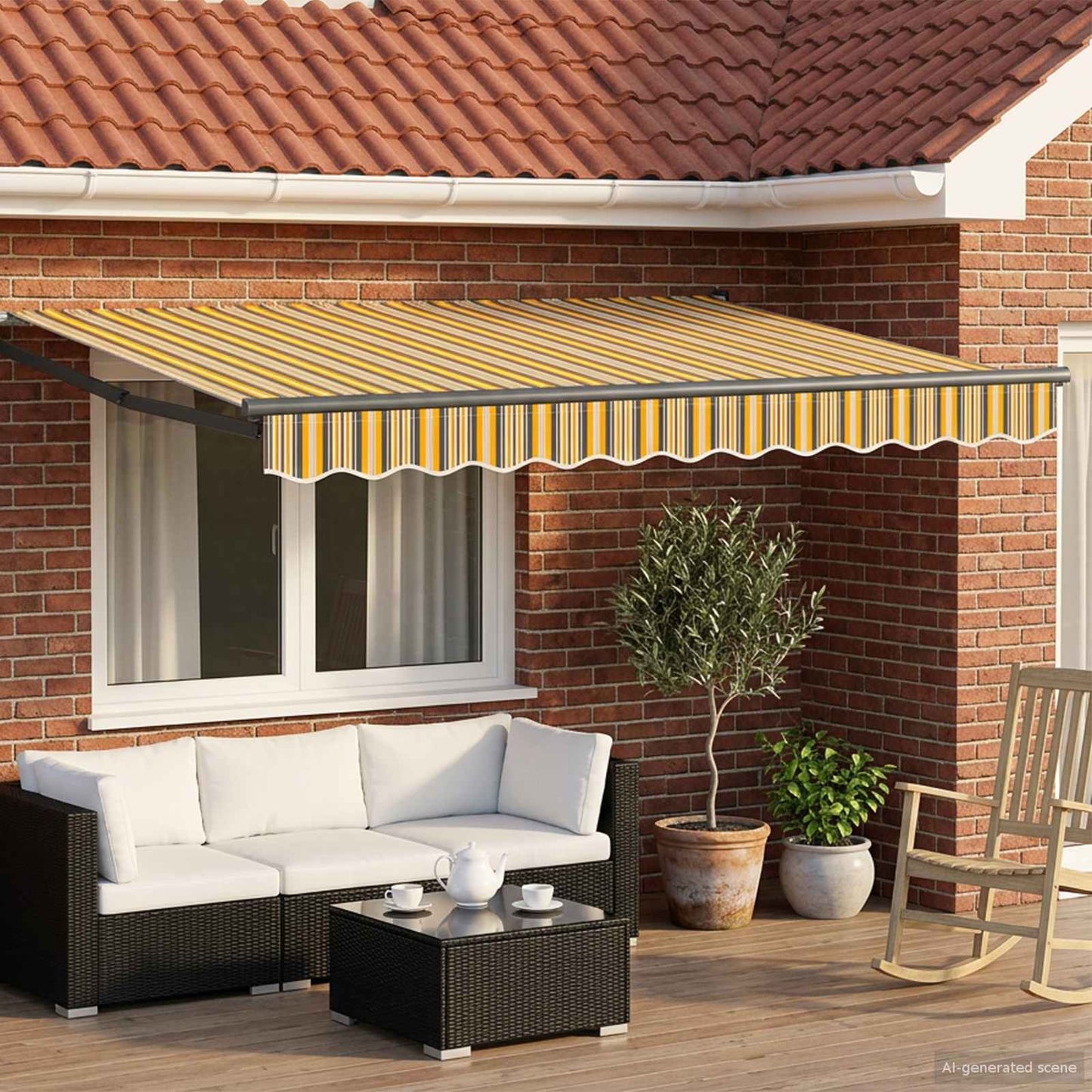 Manuelle Gelenkarmmarkise mit LEDs 3 x 2,5 m