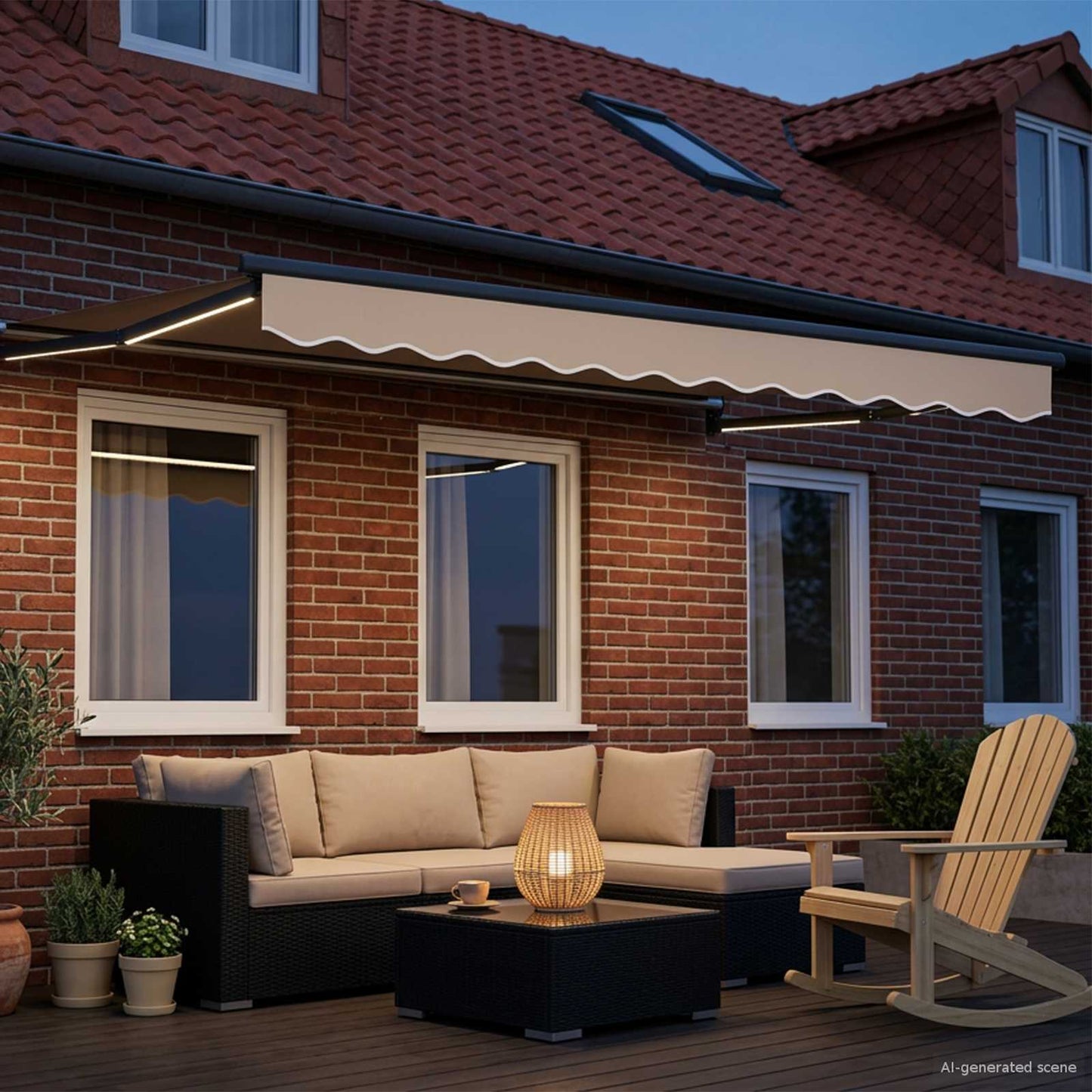 Manuelle Gelenkarmmarkise mit LEDs 3 x 2,5 m