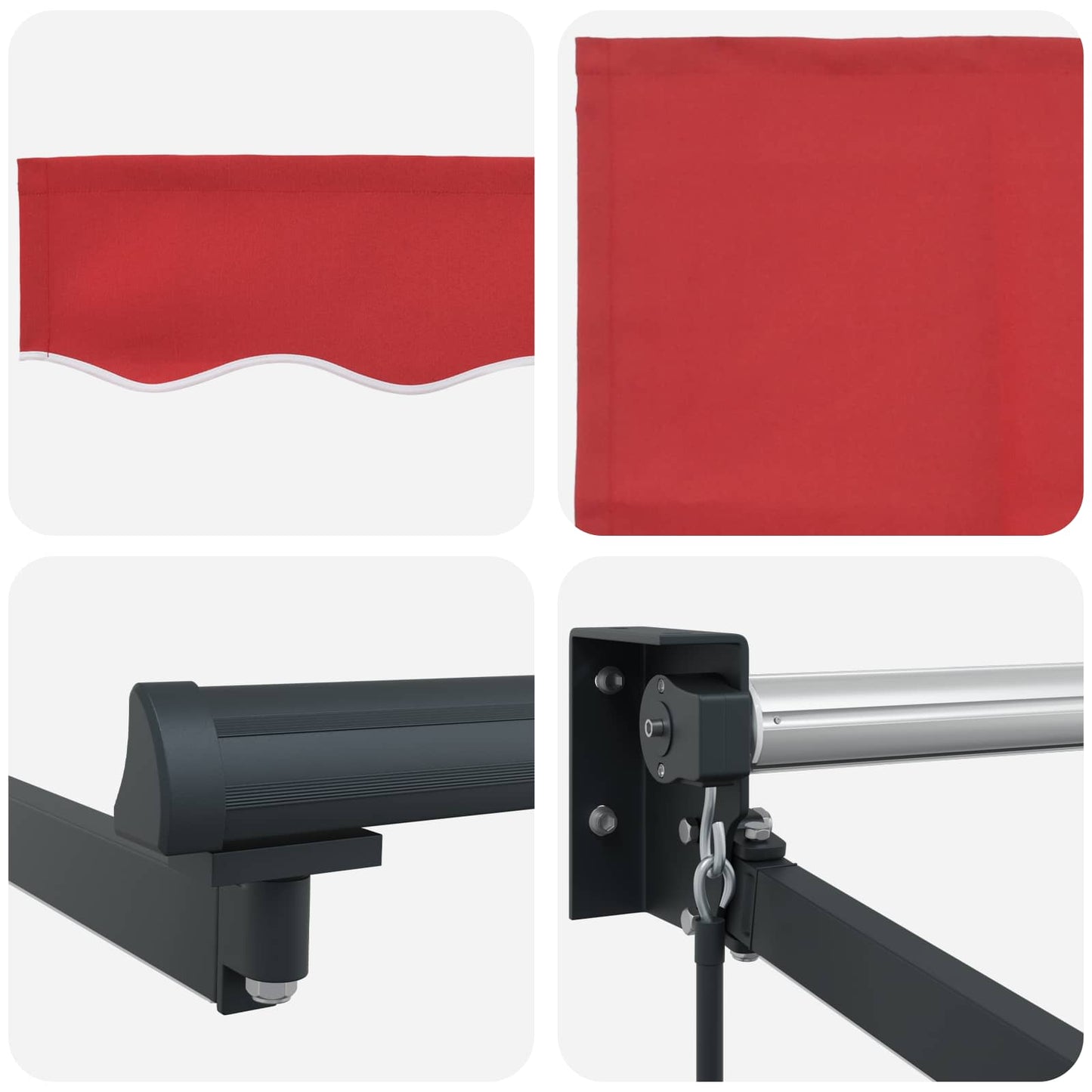 Manuelle Gelenkarmmarkise mit LEDs Rot und Anthrazit 3 x 2,5 m