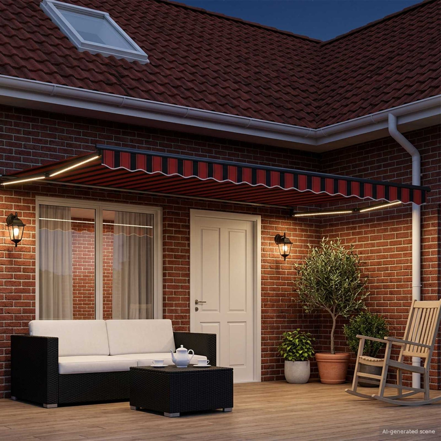Manuelle Gelenkarmmarkise mit LEDs 4,5 × 3 m