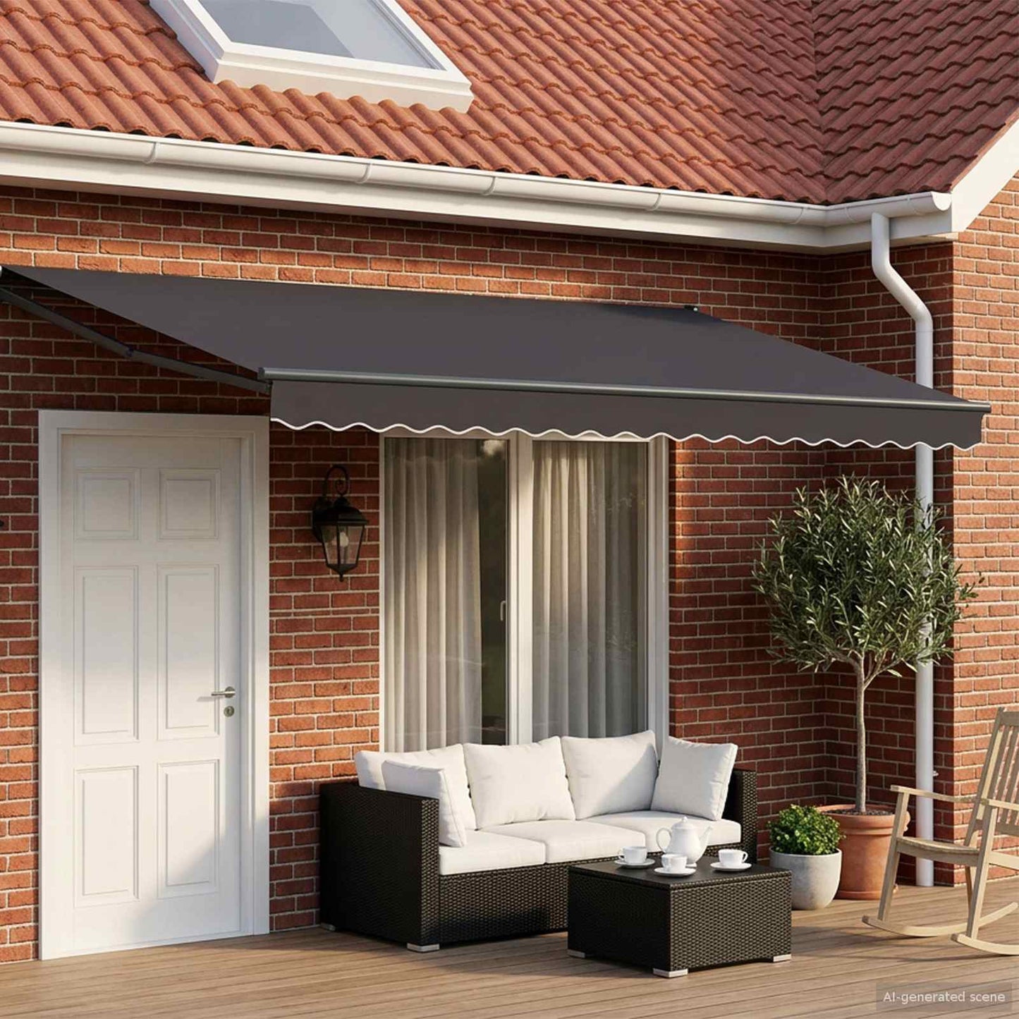 Manuelle Gelenkarmmarkise mit LEDs Anthrazit 5 x 3 m