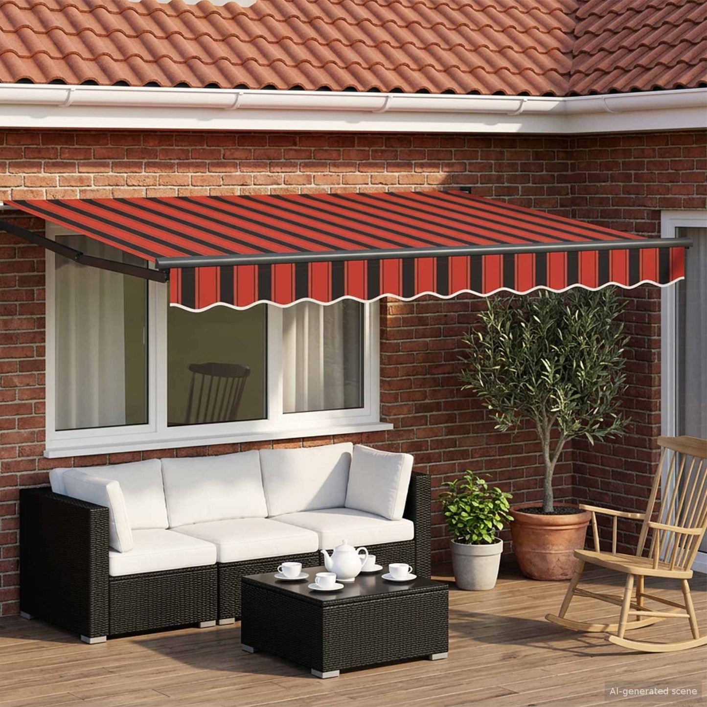 Elektrische ausziehbare Markise Orange und Schwarz 3 x 2 m
