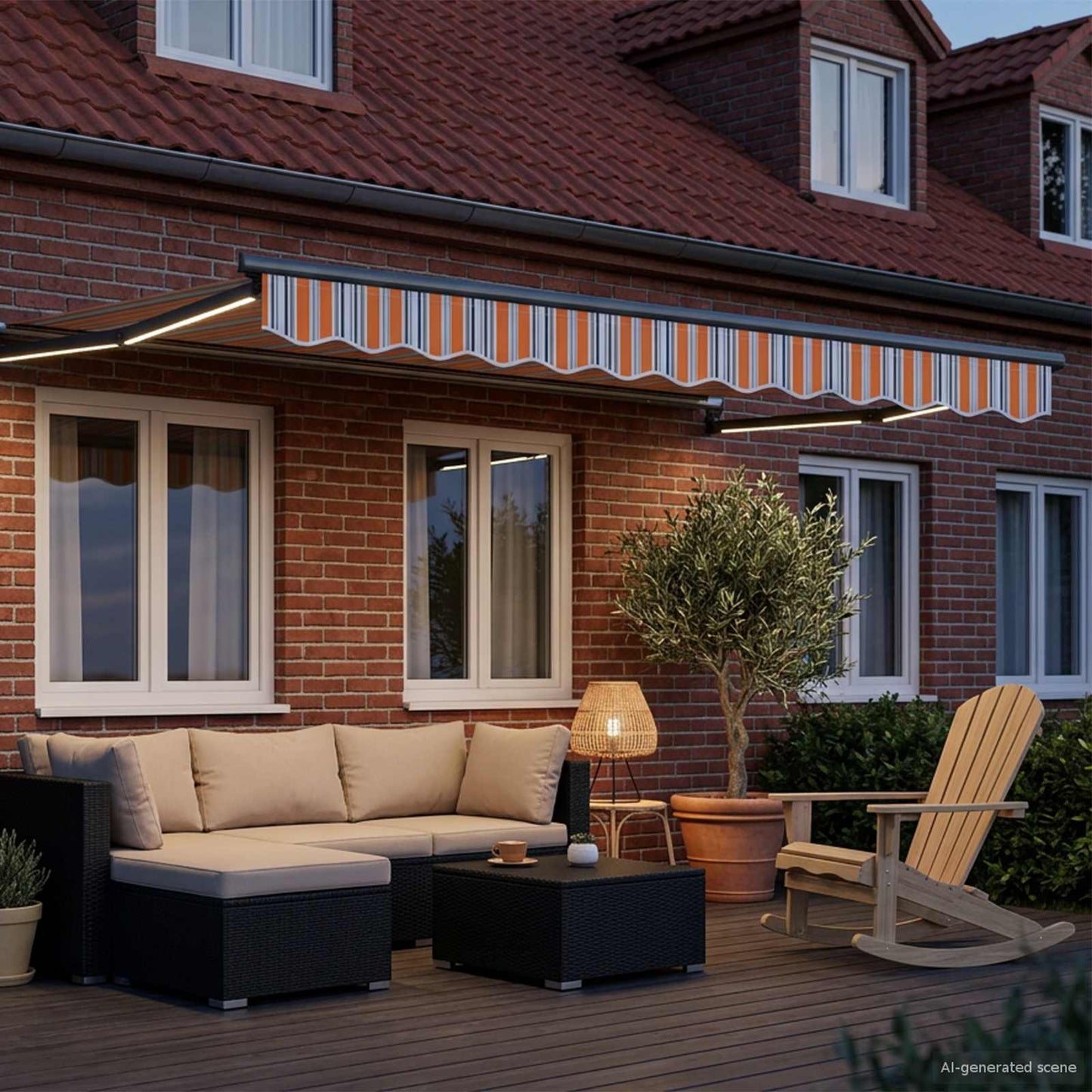 Elektrische ausziehbare Markise Blau und Orange 3,5 x 2 m