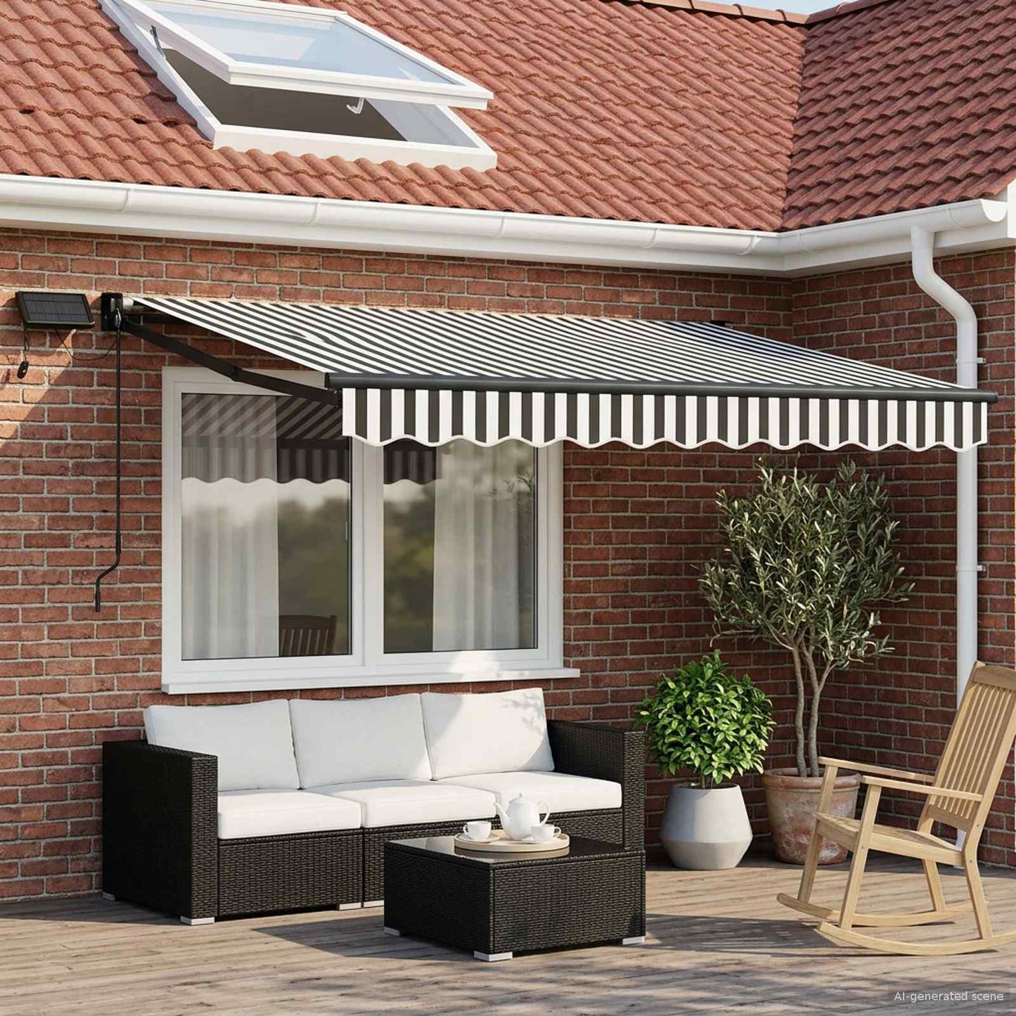 Elektrische ausziehbare Markise Anthrazit und Weiß 3,5 x 2,5 m