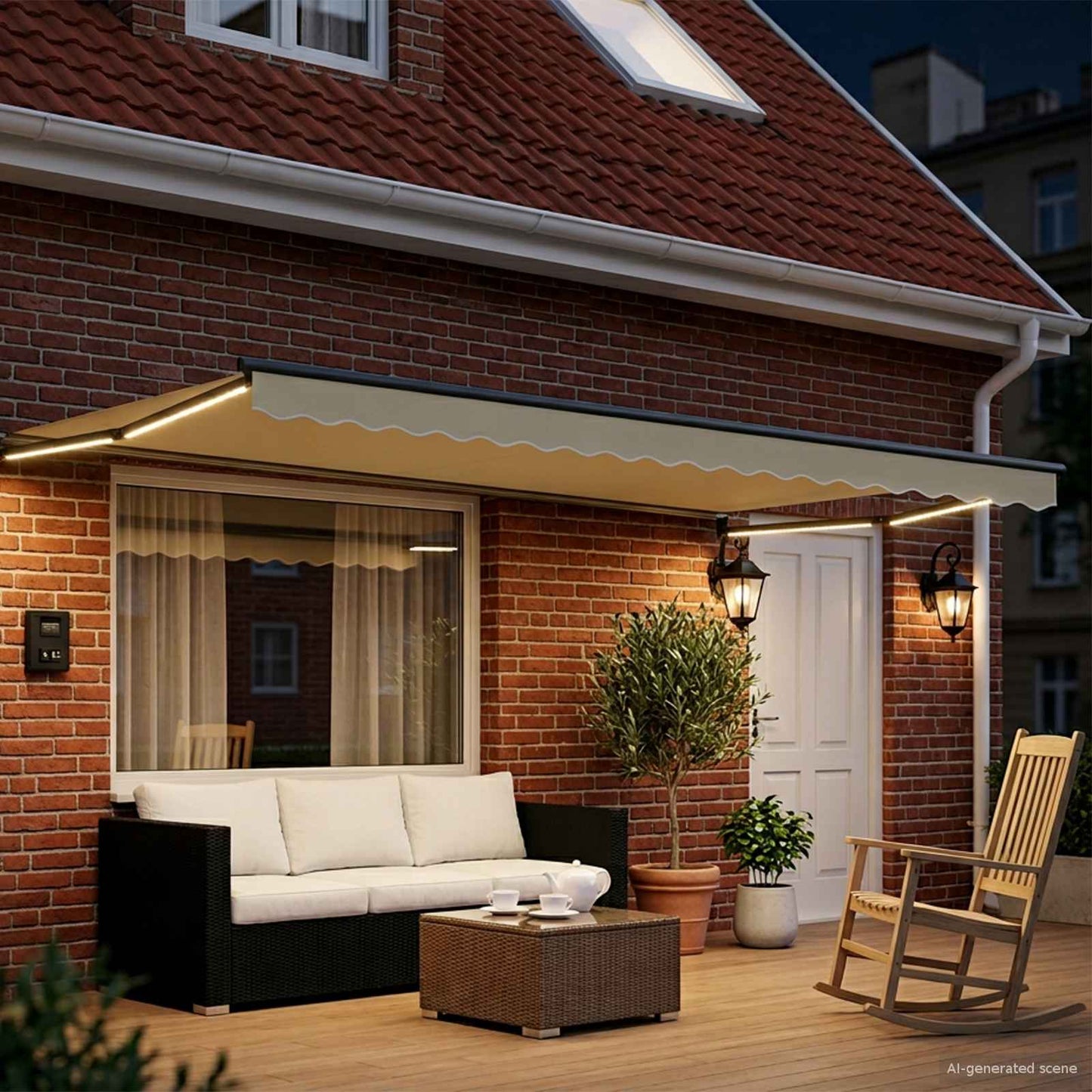 Elektrische ausziehbare Markise Creme 5 x 3 m