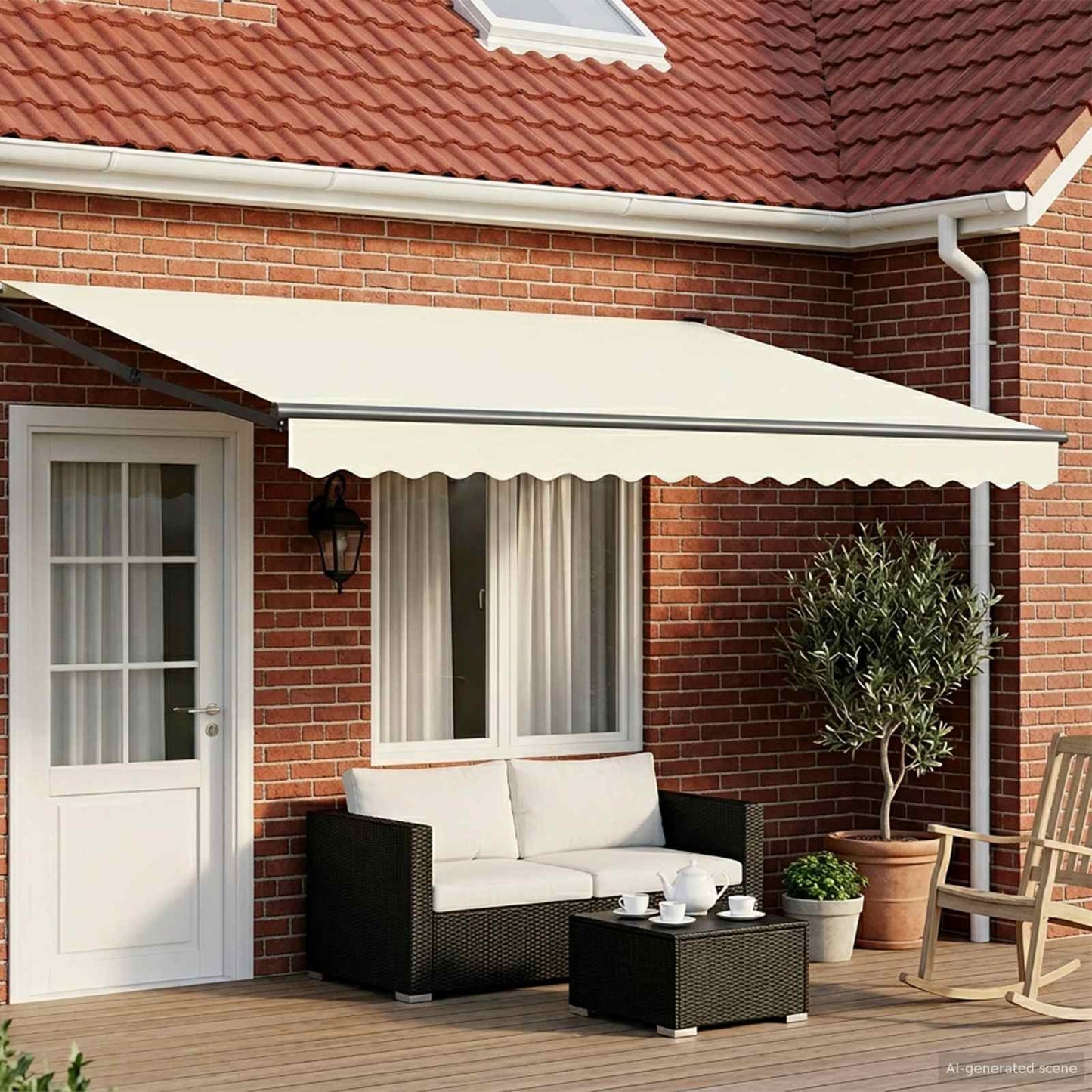Elektrische ausziehbare Markise Creme und Anthrazit 4 x 3 m