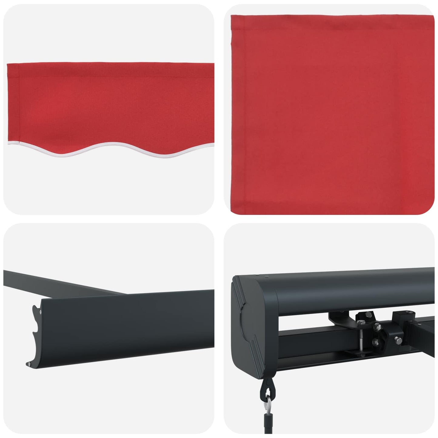 Einziehbare Markise Rot 4 x 3 m Leinen und Aluminium