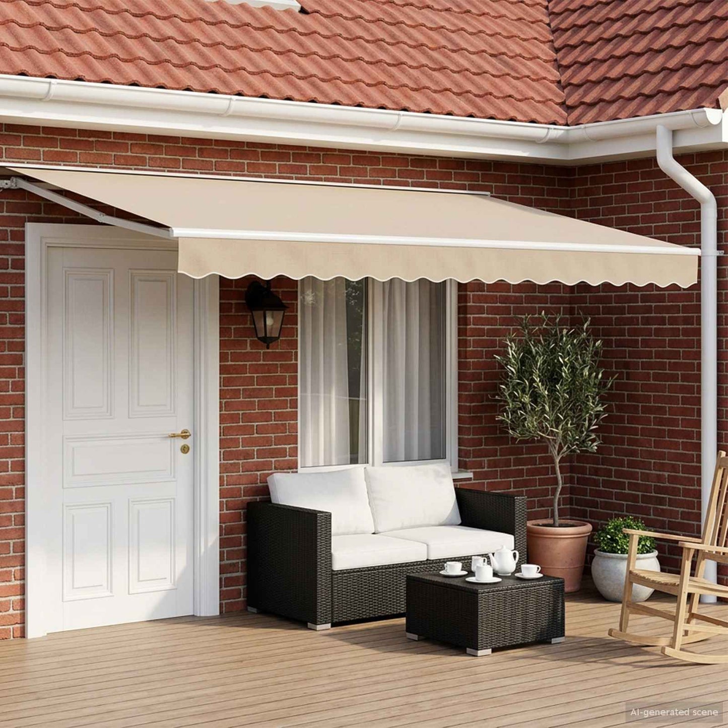 Manuell einziehbare Markise Beige 4,5 × 3 m