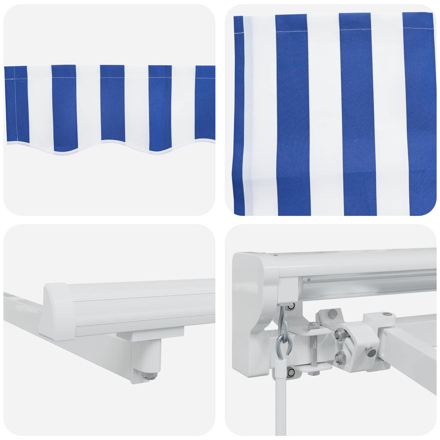 Manuell einziehbare Markise Blau und Weiß 4,5 x 3,5 m