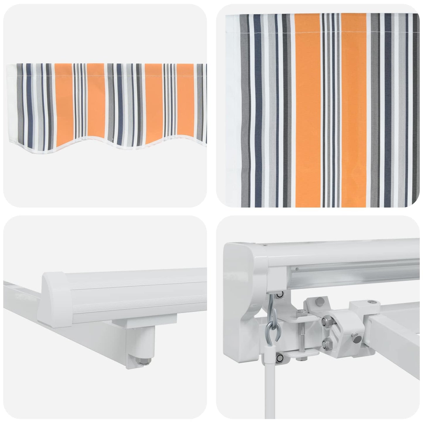 Manuell einziehbare Markise Orange, Grau, Blau, Weiß