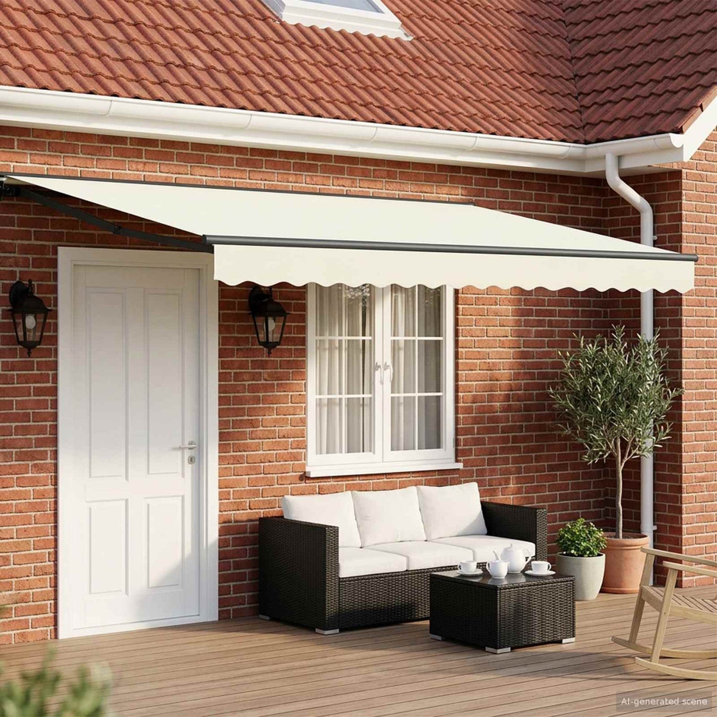 Manuell einziehbare Markise Creme 4 × 3,5 m