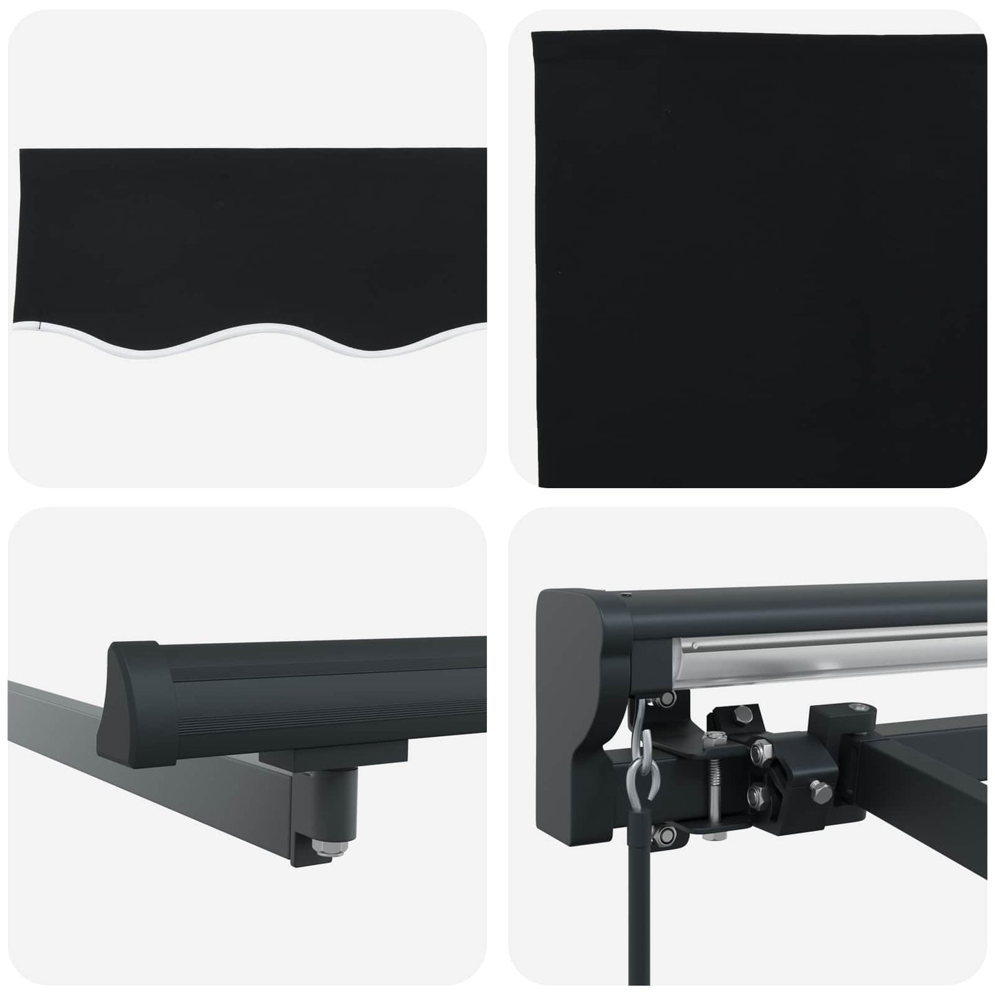 Manuell einziehbare Markise Schwarz 4 × 3,5 m