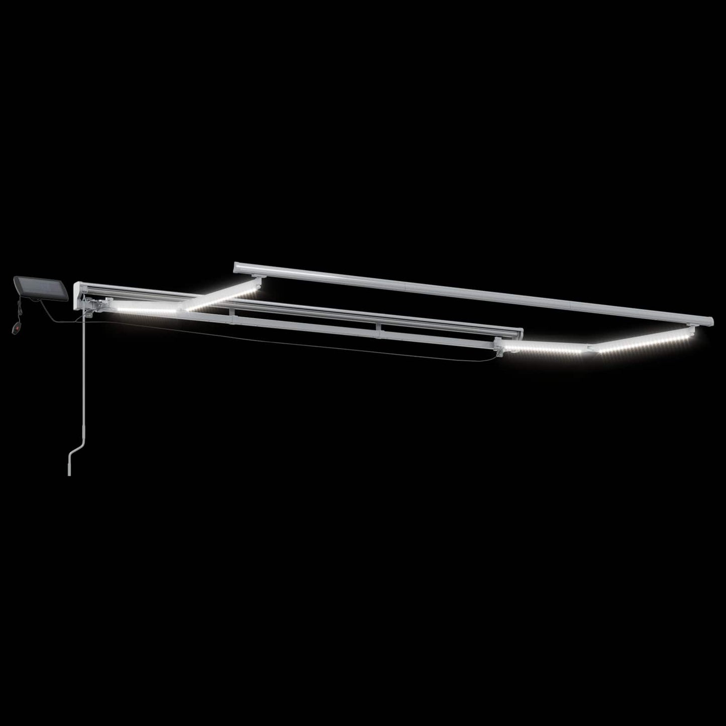Manueller Markisenrahmen mit LEDs Hellgrau und Weiß 3,5 x 2 m