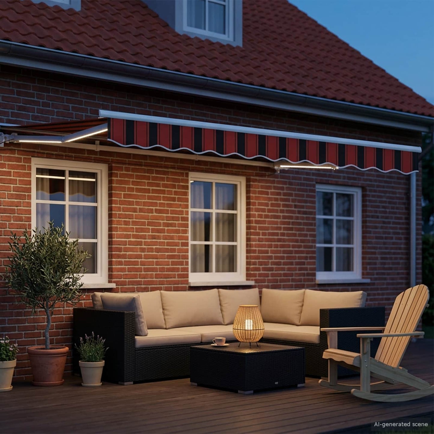 Manueller Markisenrahmen mit LEDs 3 x 2,5 m