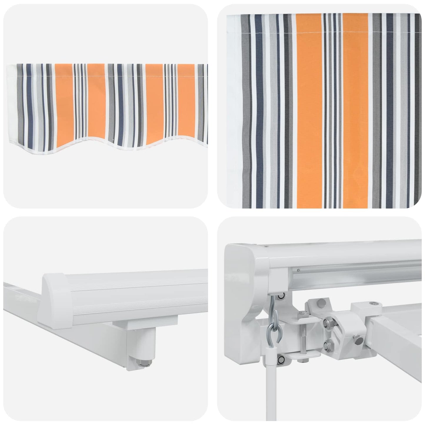 Manueller Markisenrahmen mit LEDs Blau, Orange, Weiß 3 x 2,5 m