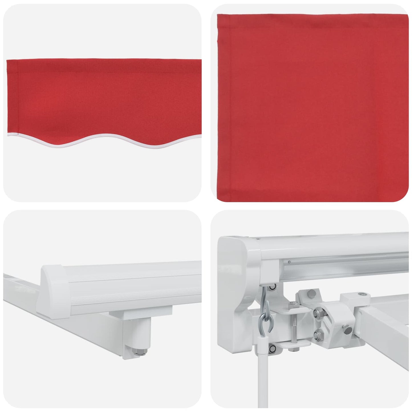 Manueller Markisenrahmen mit LEDs Rot und Weiß 3,5 x 2,5 m