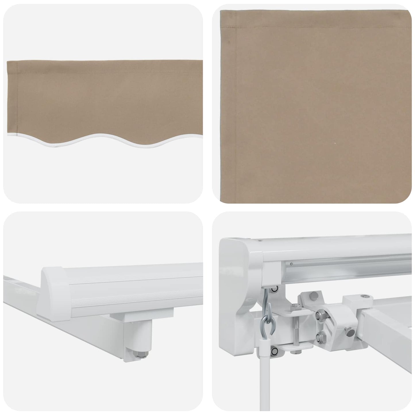 Manueller Markisenrahmen mit LEDs Beige und Weiß 4,5 x 3,5 m