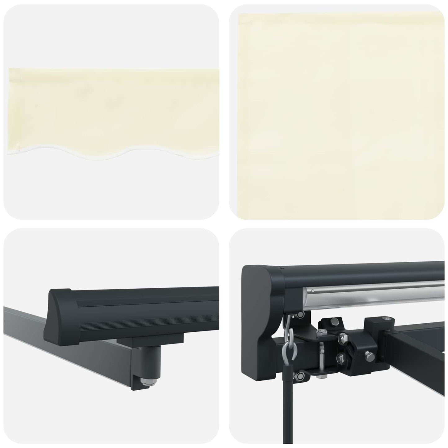 Manueller Markisenrahmen mit LEDs Creme und Anthrazit 2,5 x 2 m