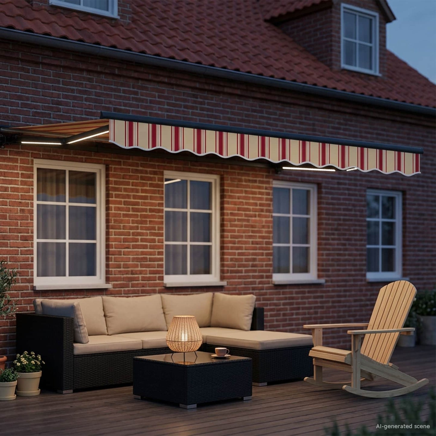 Manueller Markisenrahmen mit LEDs 3,5 x 2 m