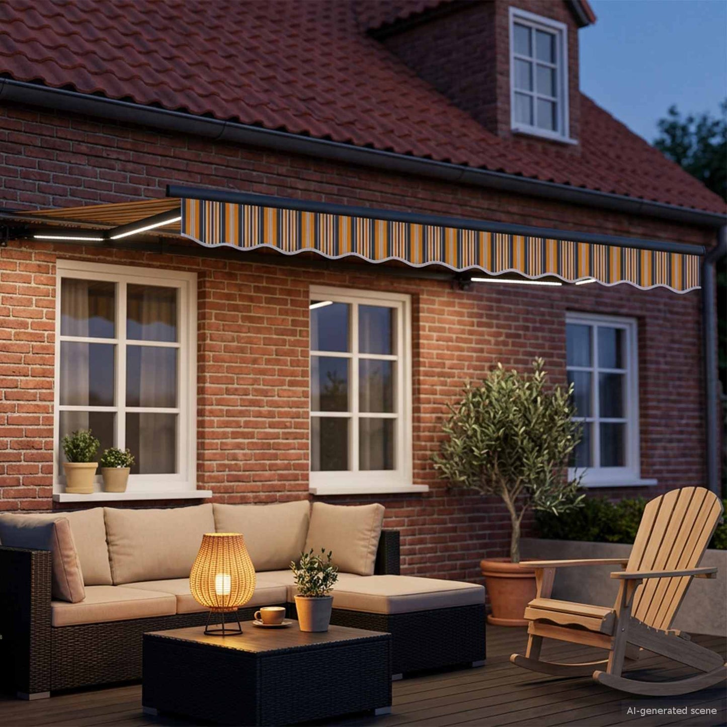 Manueller Markisenrahmen mit LEDs 3 x 2,5 m