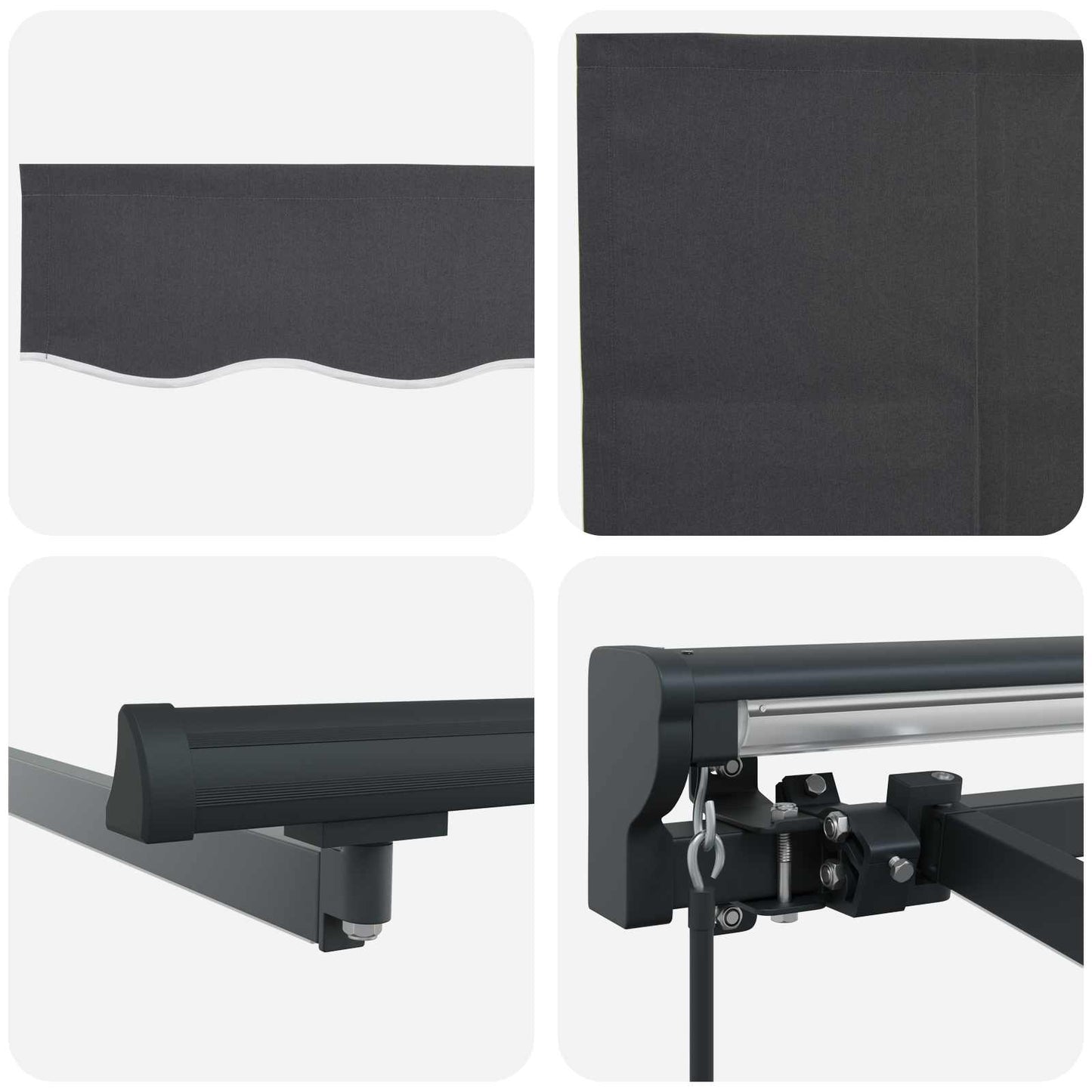 Manueller Markisenrahmen mit LEDs Anthrazit 3,5 x 2,5 m
