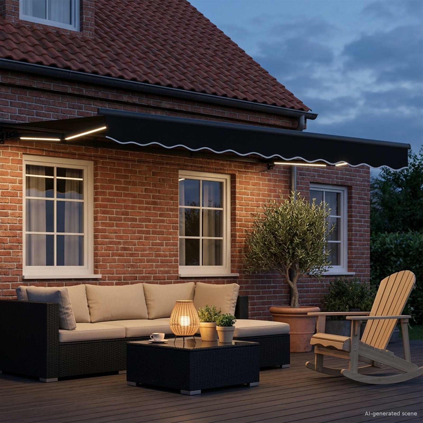 Manueller Markisenrahmen mit LEDs 3,5 x 2,5 m