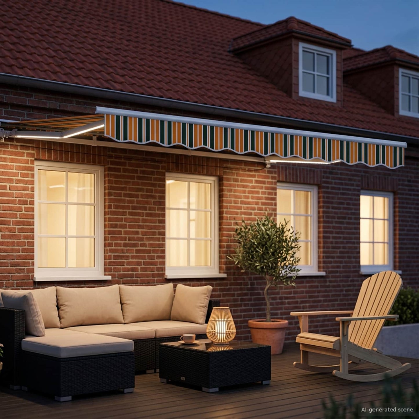 Elektrische ausziehbare Markise Grün, Gelb, Weiß 3 x 2 m