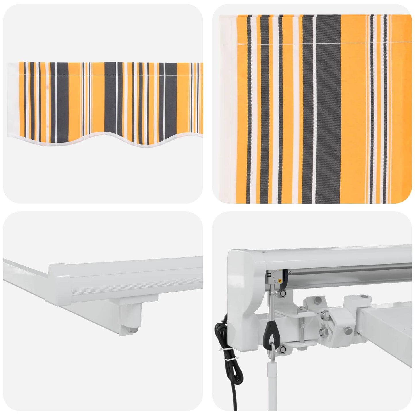 Elektrische ausziehbare Markise Gelb, Grau und Weiß 4 x 3 m