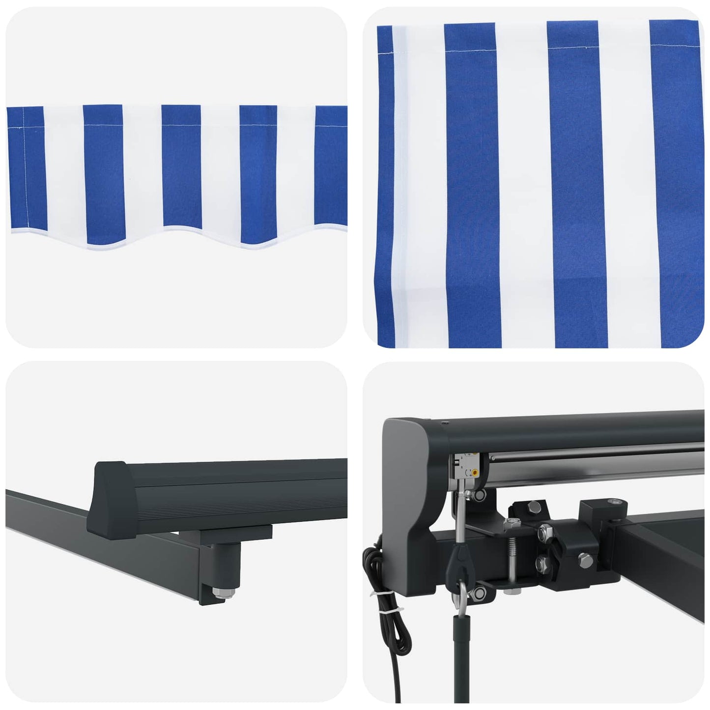 Elektrische ausziehbare Markise Blau, Weiß, Anthrazit 5 x 3 m