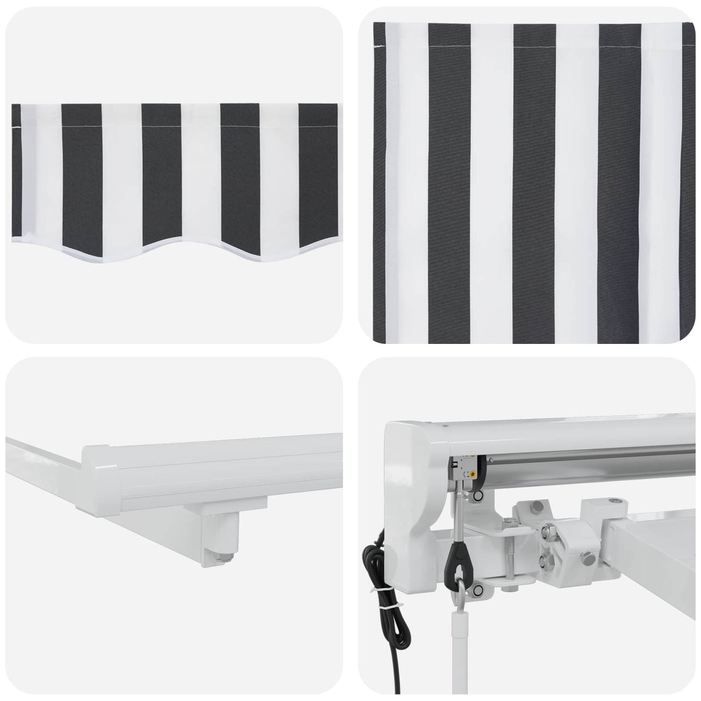 Elektrische ausziehbare Markise Anthrazit und Weiß 2,5 x 2 m