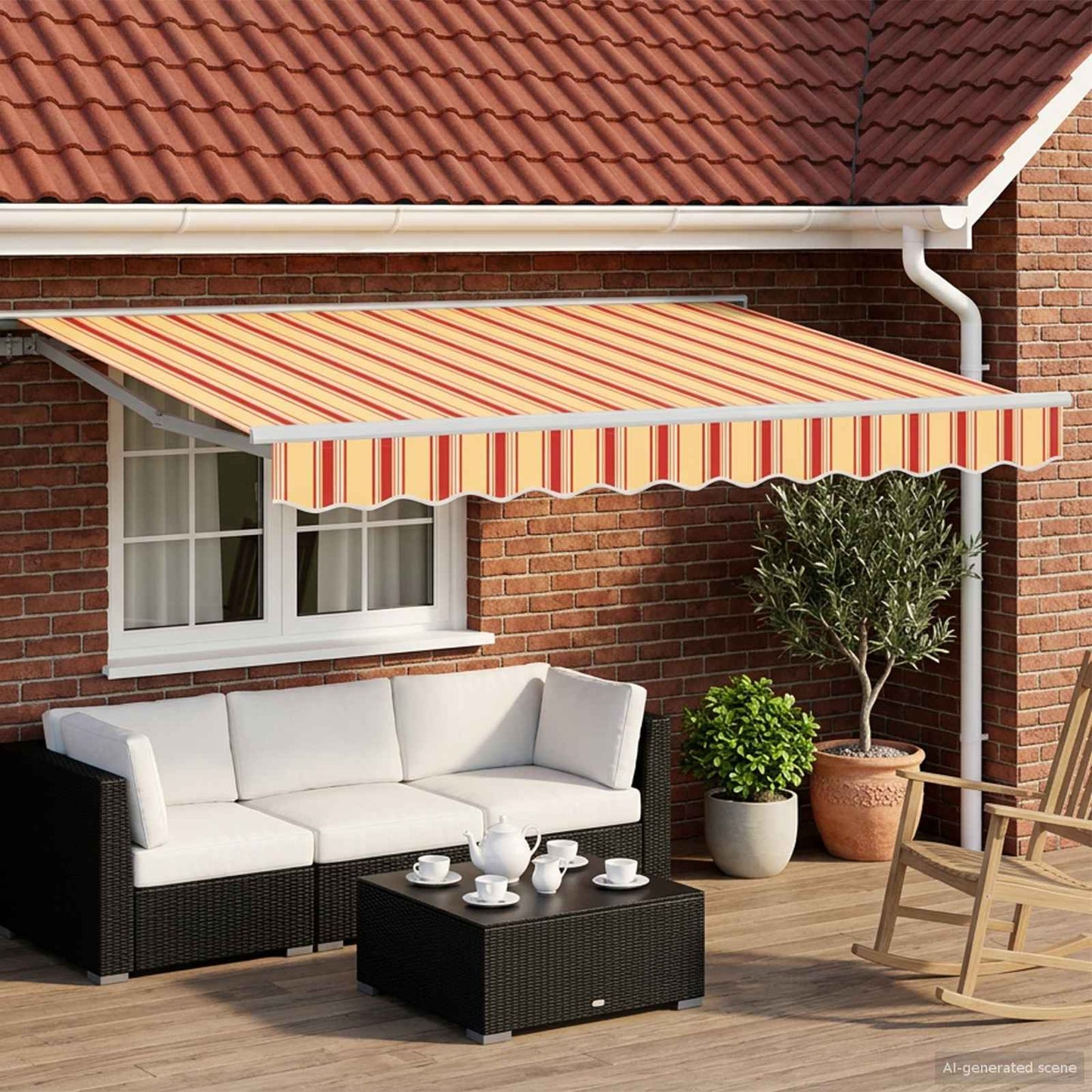 Elektrische ausziehbare Markise Gelb, Orange und Weiß 3,5 x 2 m